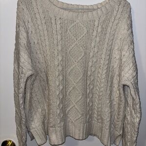 American Eagle Outfitters Cream Cable Knit Sweater